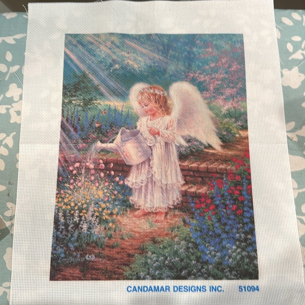 Candamar Designs Angel Watering Flowers Cross Stitch